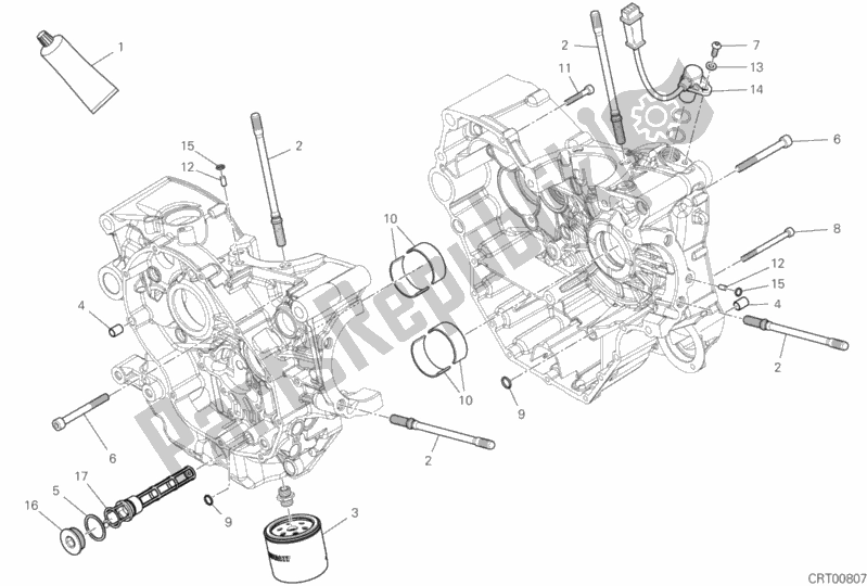 All parts for the 10a - Half-crankcases Pair of the Ducati Multistrada 950 S SW USA 2020